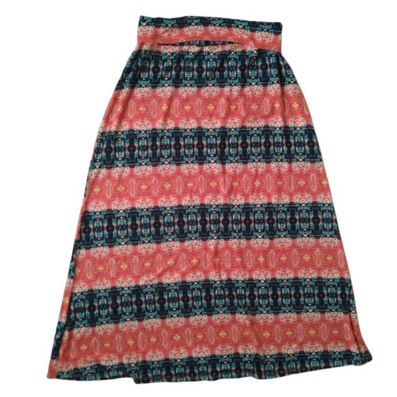 Lily Rose Orange and Blue Abstract Pattern Maxi Length Skirt Women's Size XL - Picture 2 of 11
